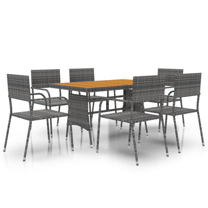 Outdoor Dining Set | Grey | PE rattan, steel, solid acacia wood