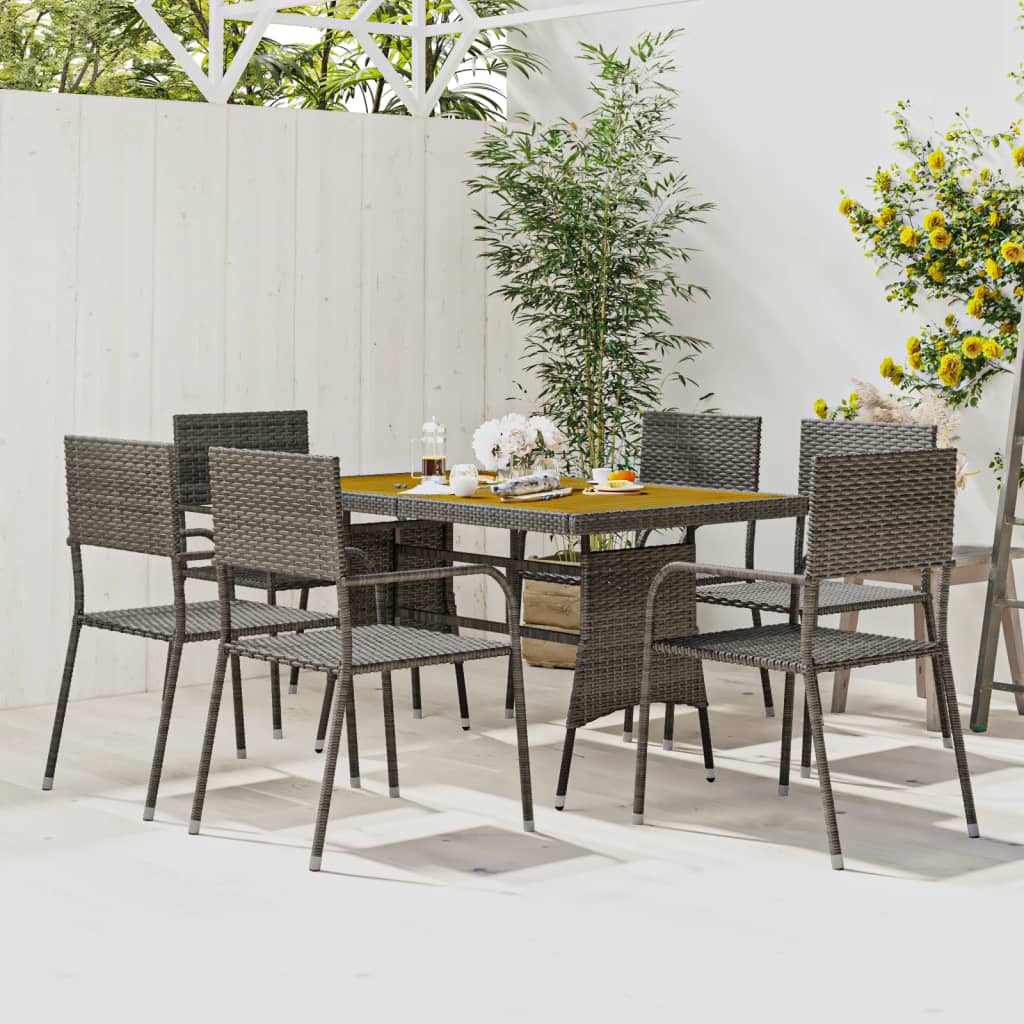 Outdoor Dining Set | Grey | PE rattan, steel, solid acacia wood