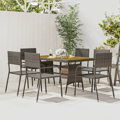 Outdoor Dining Set | Grey | PE rattan, steel, solid acacia wood