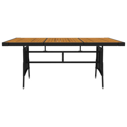 Outdoor Dining Set | Black | PE Rattan, Steel, Solid Acacia Wood | Large