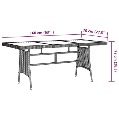 Outdoor Dining Set | Grey | PE rattan, steel, solid acacia wood | 7 Piece