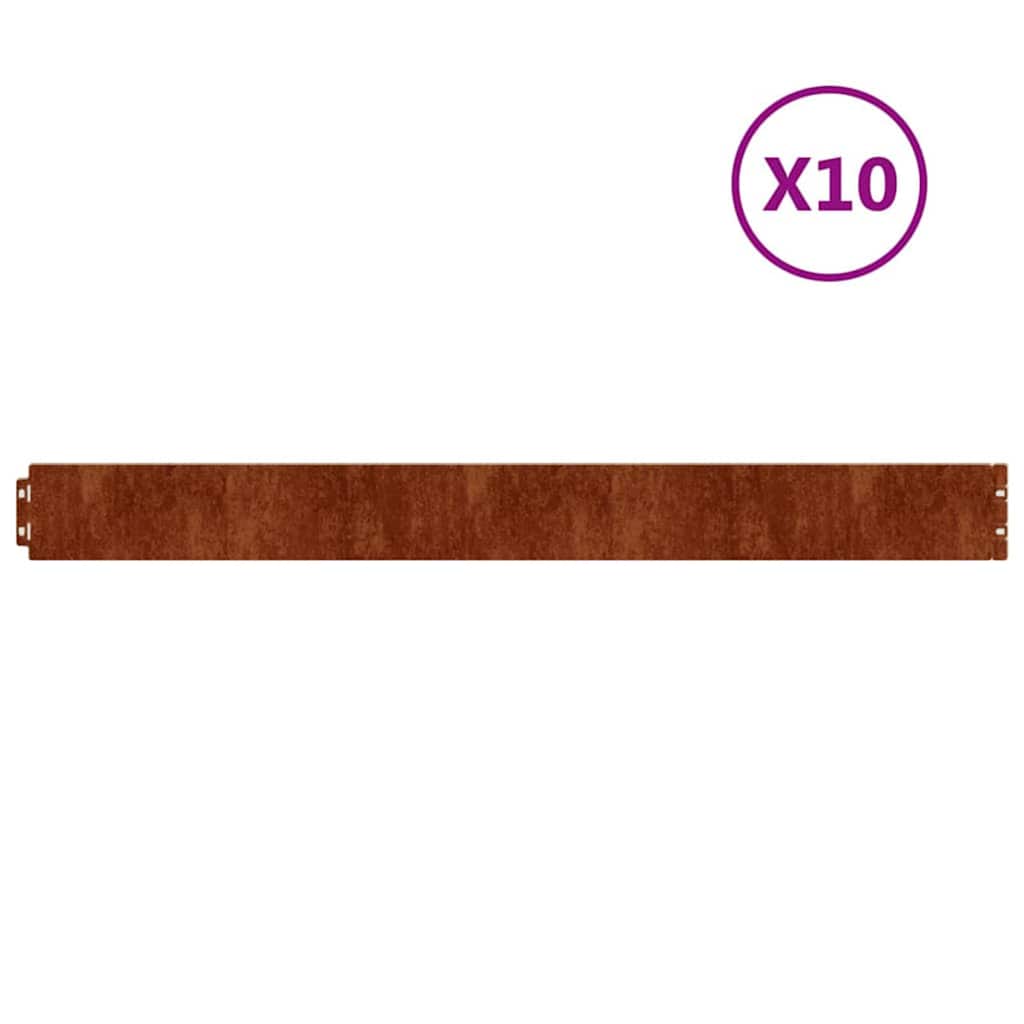 Lawn Edging 10 pcs Rusty 3.94 x 40.55 in Weathering Steel