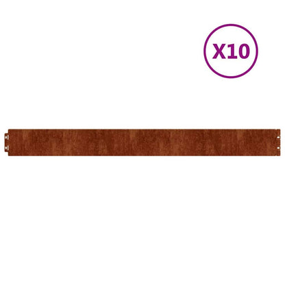 Lawn Edging 10 pcs Rusty 3.94 x 40.55 in Weathering Steel