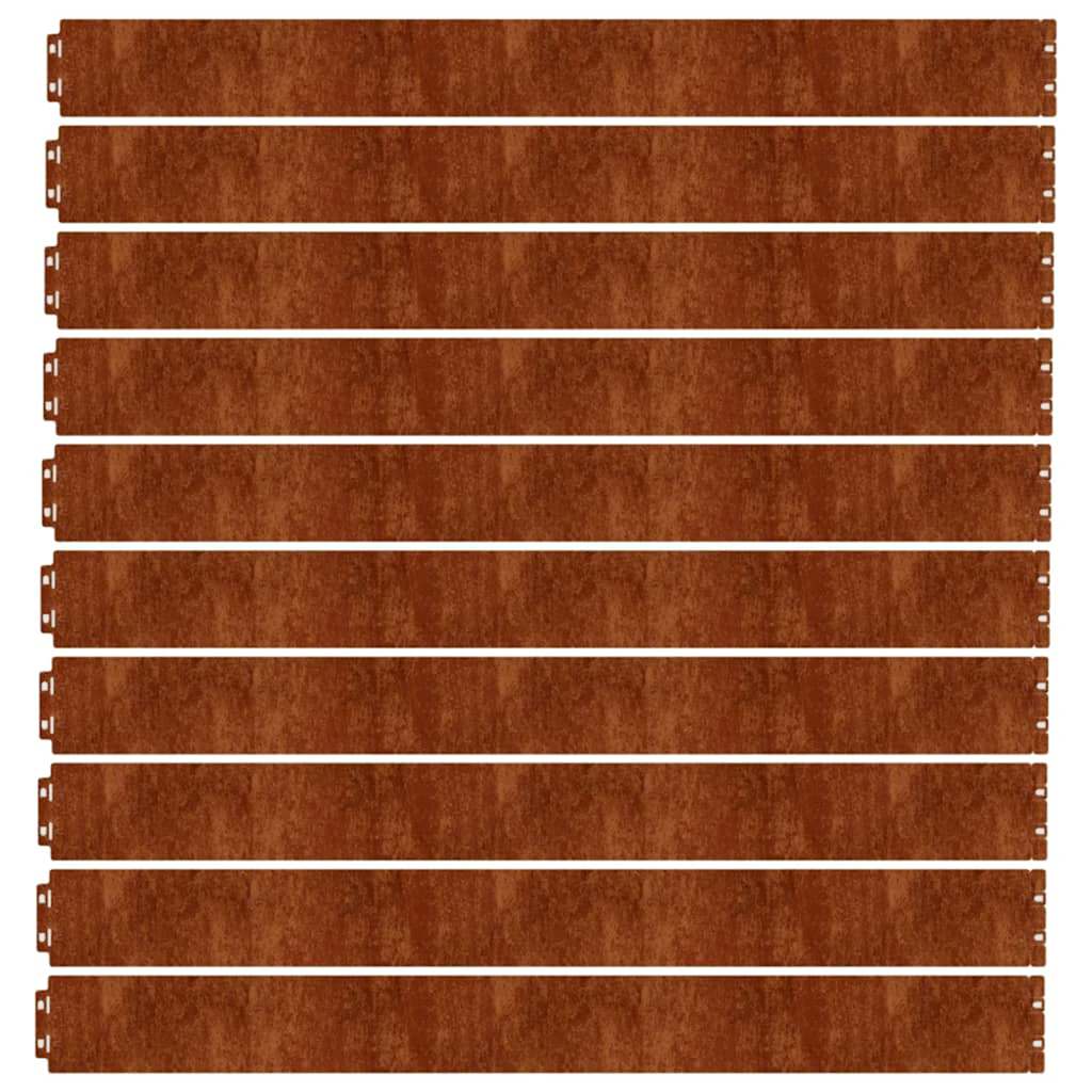 Lawn Edging 10 pcs Rusty 3.94 x 40.55 in Weathering Steel