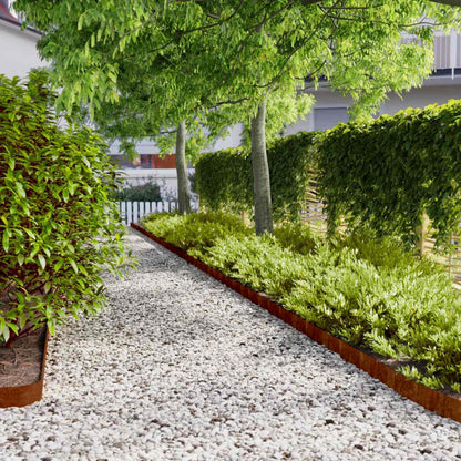 Lawn Edgings 10 pcs 10x103 cm Flexible Corten steel