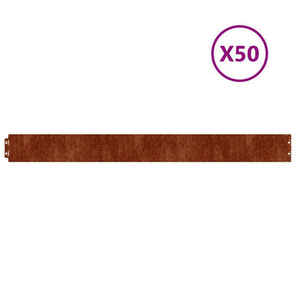 Lawn Edging 50 pcs 10 x 103 cm Weathering Steel Rusty