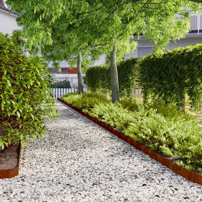 Lawn Edging 50 pcs 10 x 103 cm Weathering Steel Rusty