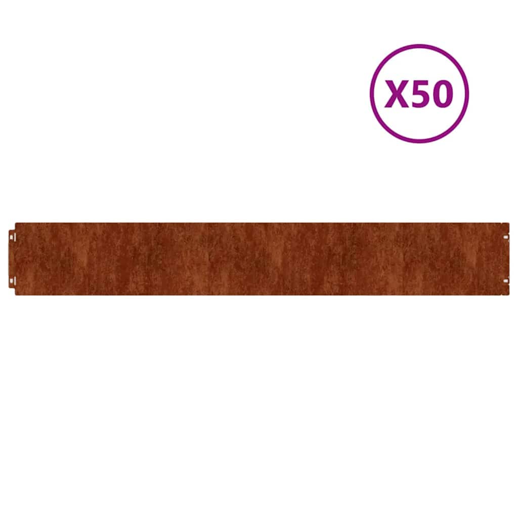 Lawn Edging 10 pcs Rusty 5.91 x 40.55 in Weathering Steel