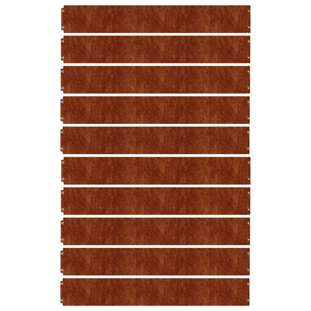 Lawn Edging 10 pcs Rusty 5.91 x 40.55 in Weathering Steel