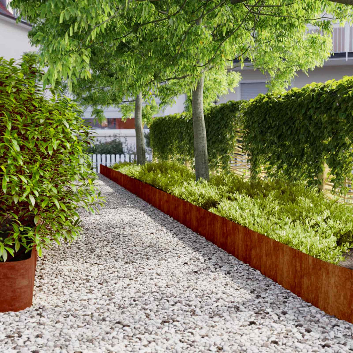 Lawn Edgings 10 pcs 25x103 cm Flexible Corten steel