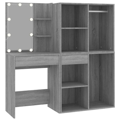 LED Dressing Table With Cabinets | Grey Sonoma | Engineered wood, acrylic