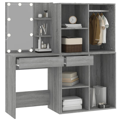 LED Dressing Table With Cabinets | Grey Sonoma | Engineered wood, acrylic