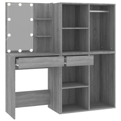 LED Dressing Table With Cabinets | Grey Sonoma | Engineered wood, acrylic
