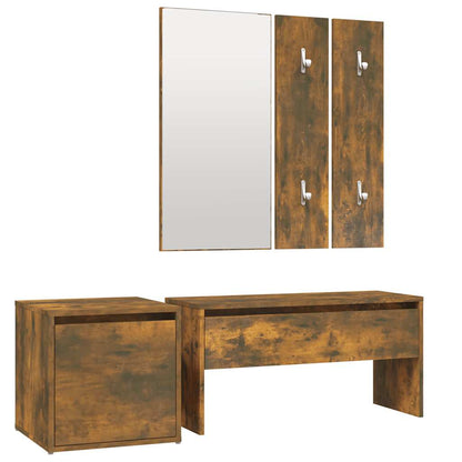 Hallway Furniture Set Smoked Oak Engineered Wood