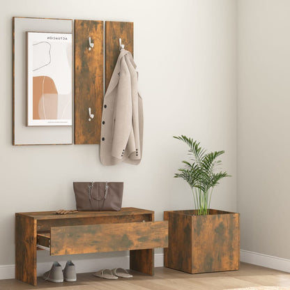 Hallway Furniture Set Smoked Oak Engineered Wood