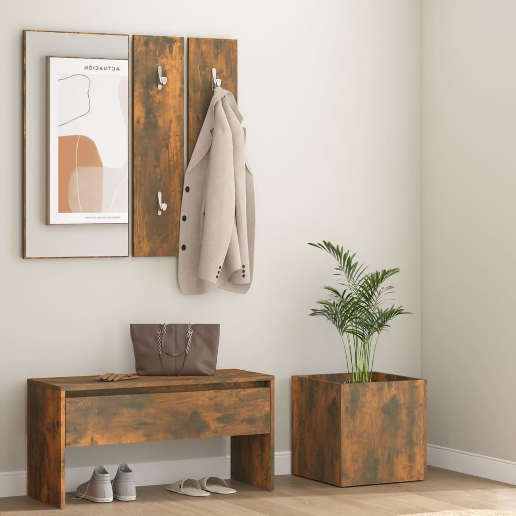 Hallway Furniture Set Smoked Oak Engineered Wood