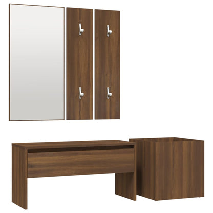 Hallway Furniture Set Brown Oak Engineered Wood