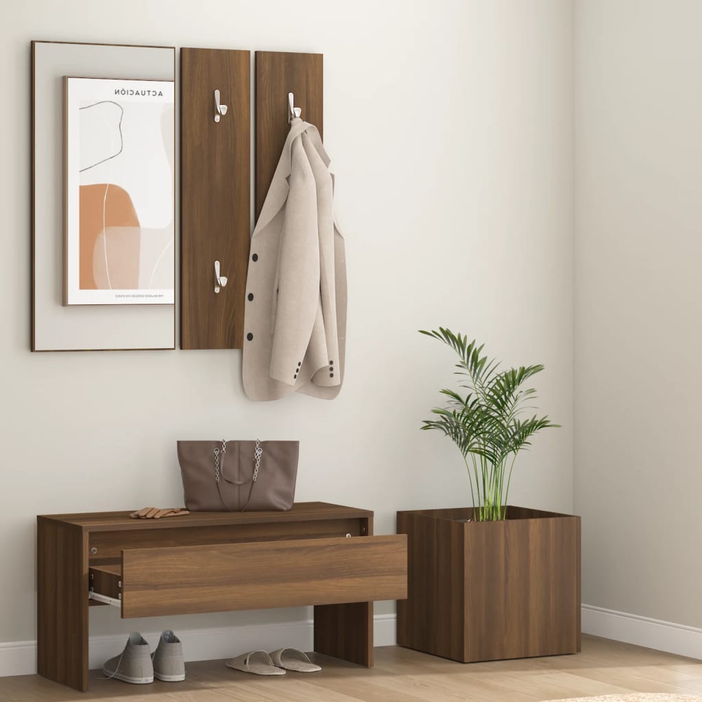 Hallway Furniture Set Brown Oak Engineered Wood