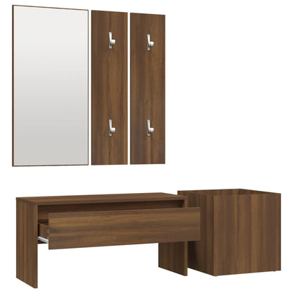 Hallway Furniture Set Brown Oak Engineered Wood