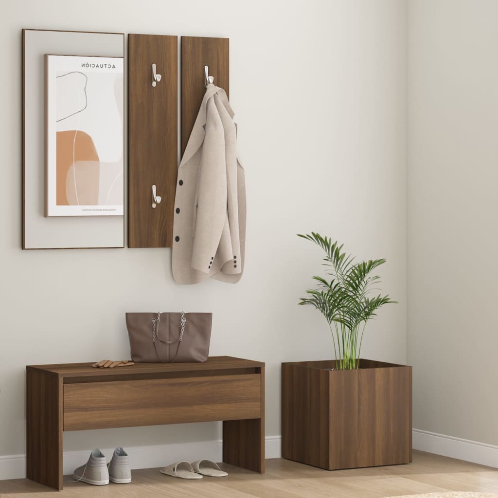 Hallway Furniture Set Brown Oak Engineered Wood