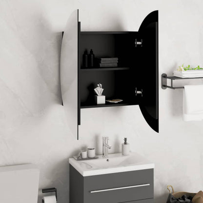 Bathroom Cabinet Black Engineered Wood, Glass, PVC, Copper Compact