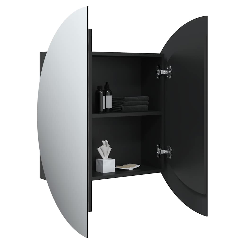 Bathroom Cabinet Black Engineered Wood, Glass, PVC, Copper Compact