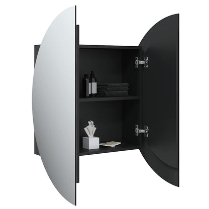 Bathroom Cabinet Black Engineered Wood, Glass, PVC, Copper Compact