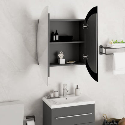 Bathroom Cabinet Grey Engineered wood, glass, PVC, copper
