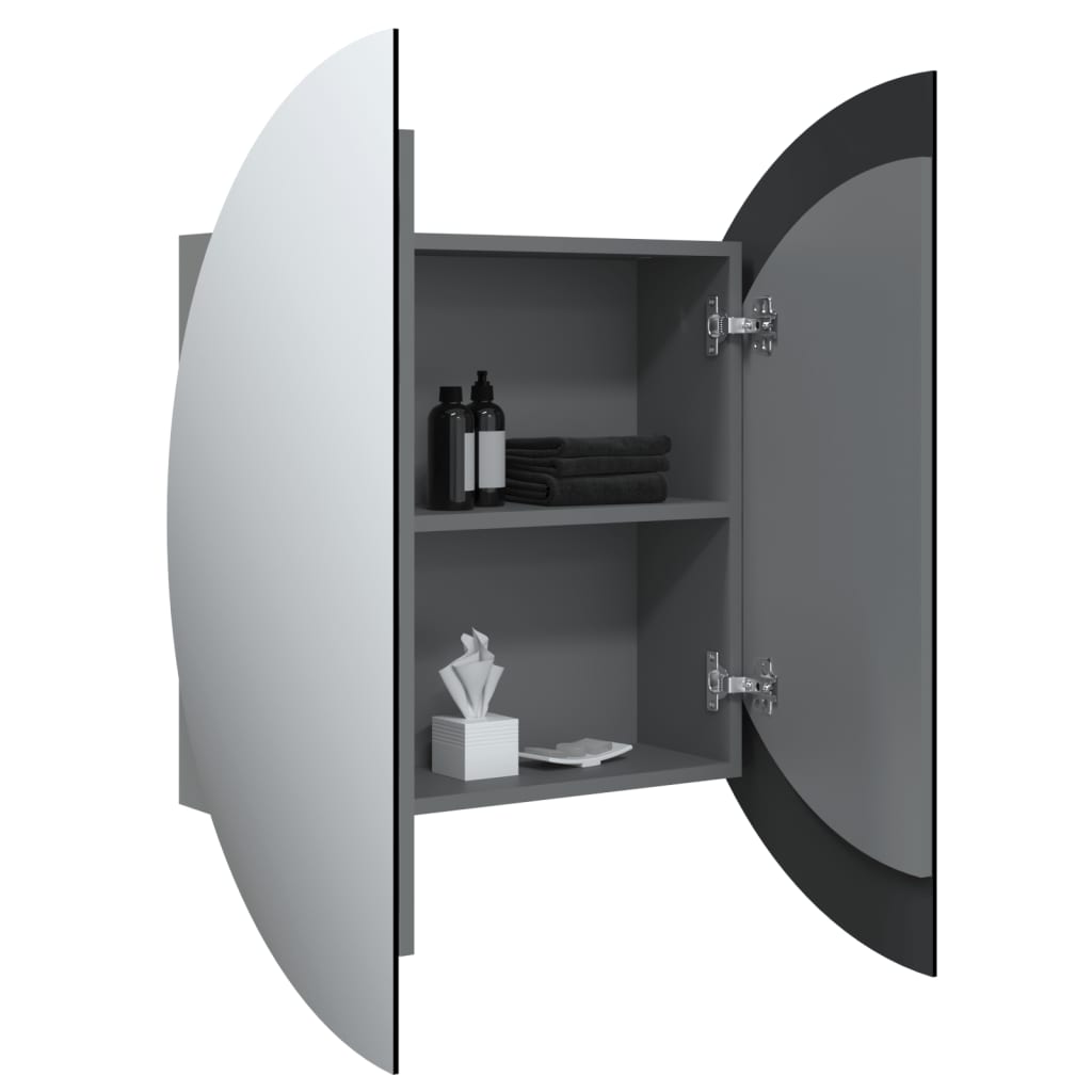 Bathroom Cabinet Grey Engineered wood, glass, PVC, copper