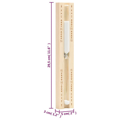 Sauna Sand Timer 15 Minutes Solid Wood Pine