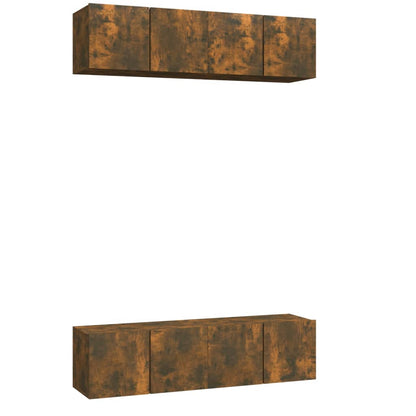 Wall TV Cabinets 4 pcs Smoked Oak 60x30x30 cm Engineered Wood