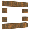 10 Piece TV Cabinet Set Smoked Oak Engineered Wood