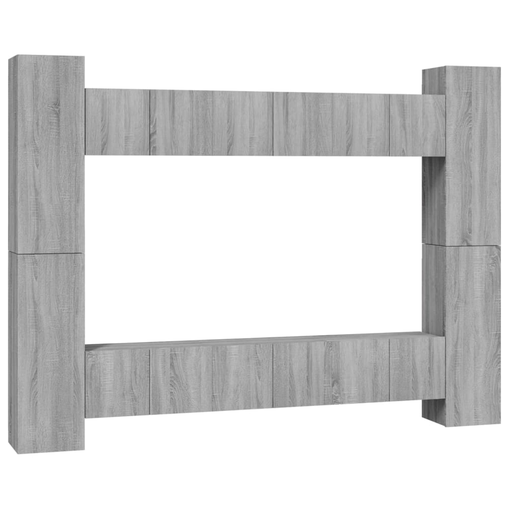10 Piece TV Cabinet Set Grey Sonoma Engineered Wood