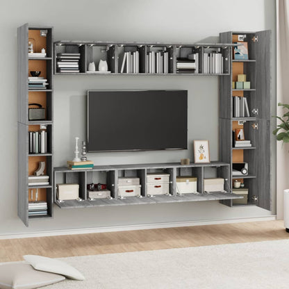 10 Piece TV Cabinet Set Grey Sonoma Engineered Wood