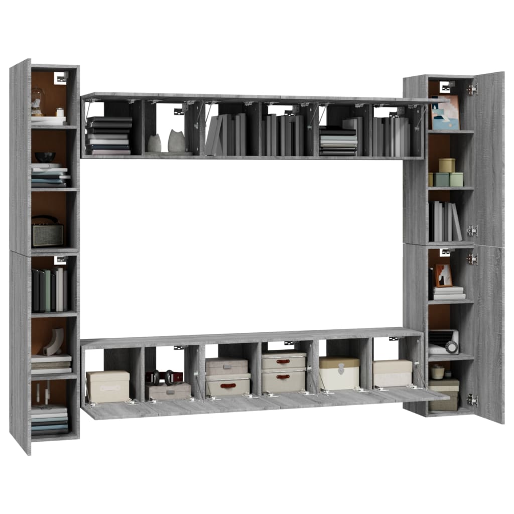 10 Piece TV Cabinet Set Grey Sonoma Engineered Wood