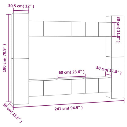 10 Piece TV Cabinet Set Grey Sonoma Engineered Wood