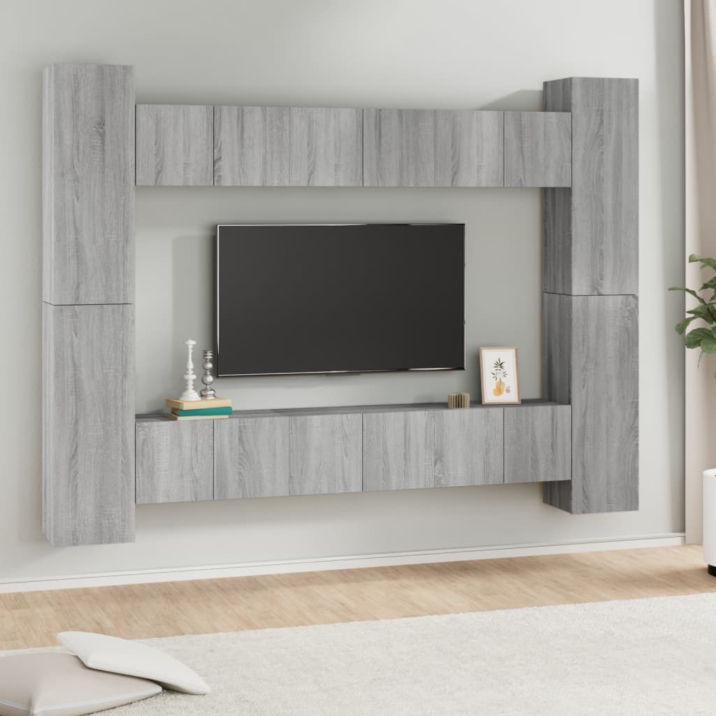 10 Piece TV Cabinet Set Grey Sonoma Engineered Wood