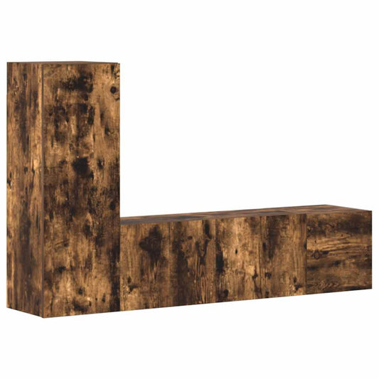 3 Piece TV Cabinet Set Smoked Oak Engineered Wood
