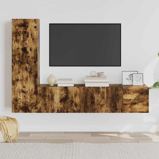 3 Piece TV Cabinet Set Smoked Oak Engineered Wood