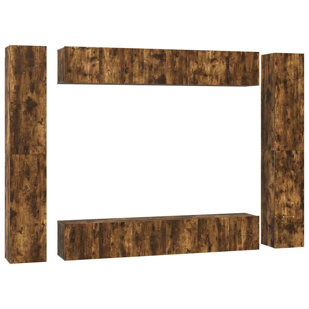 10 Piece TV Cabinet Set Smoked Oak Engineered Wood