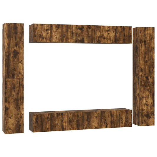 10 Piece TV Cabinet Set Smoked Oak Engineered Wood