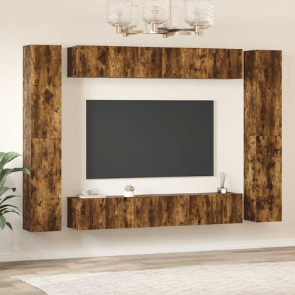 10 Piece TV Cabinet Set Smoked Oak Engineered Wood