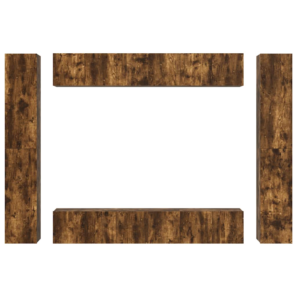 10 Piece TV Cabinet Set Smoked Oak Engineered Wood