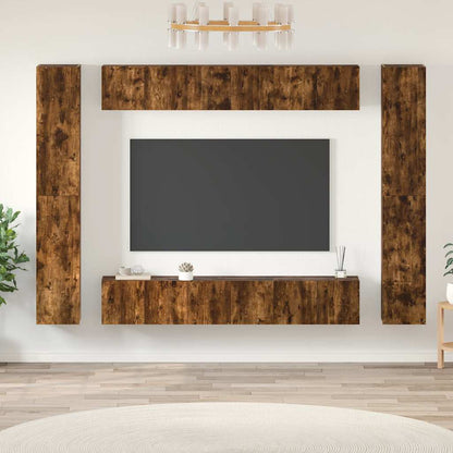 10 Piece TV Cabinet Set Smoked Oak Engineered Wood