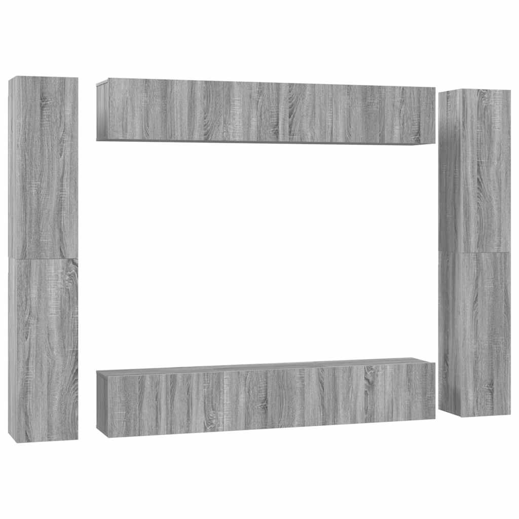 10 Piece TV Cabinet Set Grey Sonoma Engineered Wood