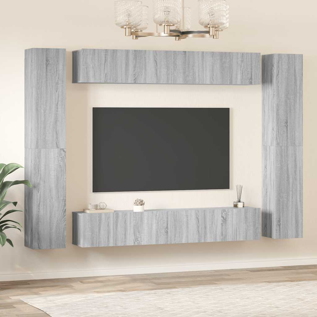 10 Piece TV Cabinet Set Grey Sonoma Engineered Wood
