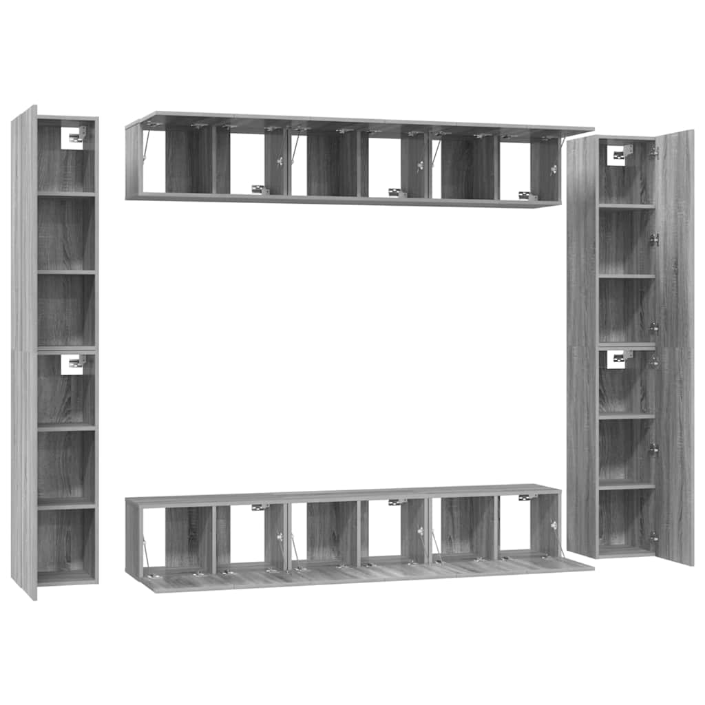 10 Piece TV Cabinet Set Grey Sonoma Engineered Wood