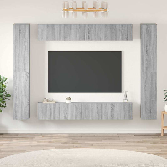 10 Piece TV Cabinet Set Grey Sonoma Engineered Wood
