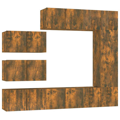 8 Piece TV Cabinet Set Smoked Oak Engineered Wood