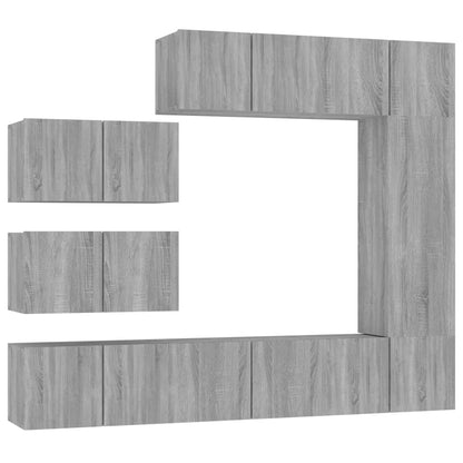 8 Piece TV Cabinet Set Grey Sonoma Engineered Wood